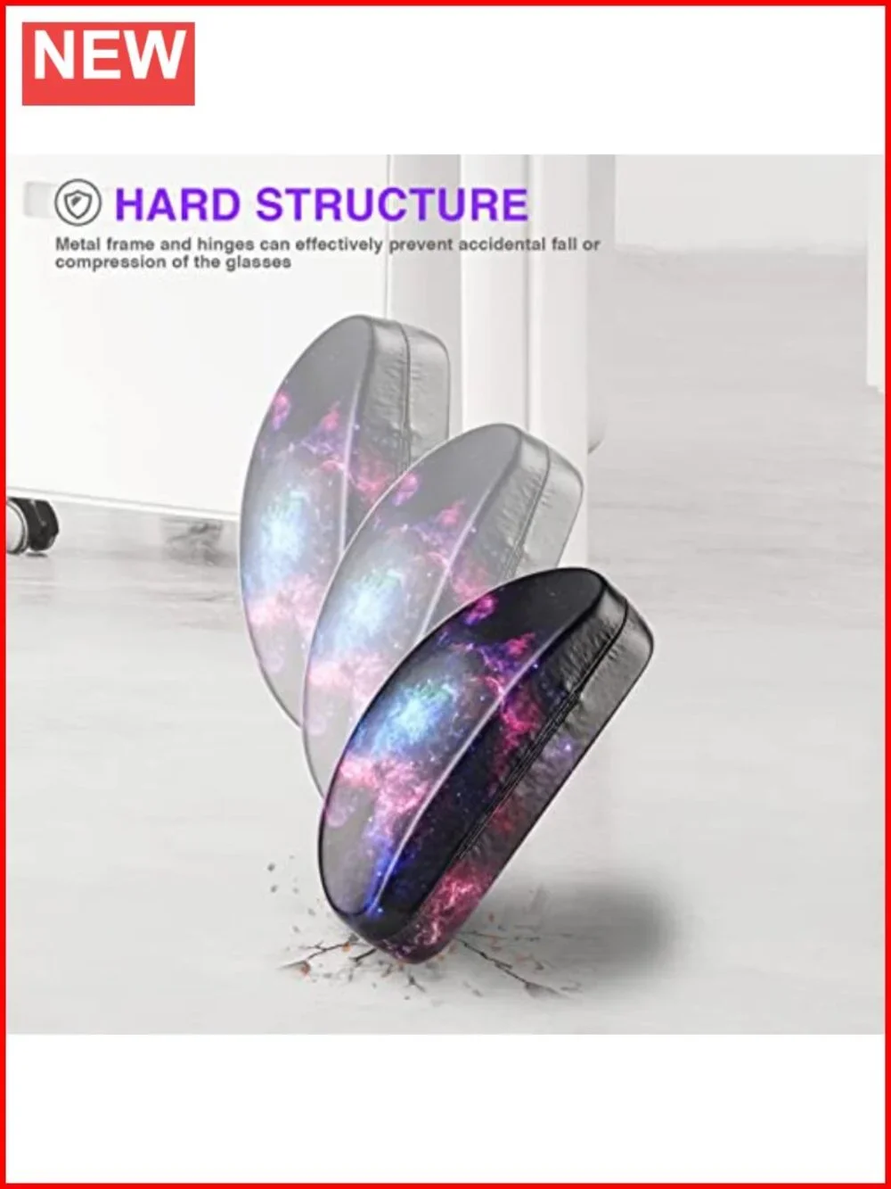 Hard Shell Sunglasses Case Large PU Leather Eyeglasses Holder for Oversized